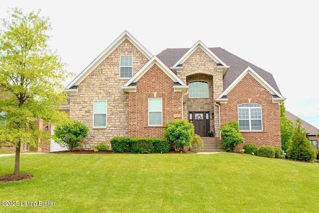 18705 Weymuth Ln, Louisville, KY 40245 - view of front of house with stone siding and a front yard