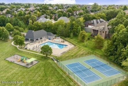 18705 Weymuth Ln, Louisville, KY 40245 - drone / aerial view of a pool