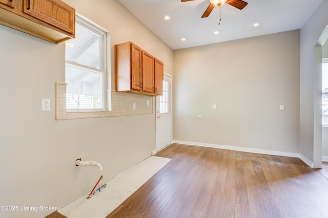 474 N 29th St, Louisville, KY 40212 - unfurnished room featuring ceiling fan, light wood-style floors, healthy amount of natural light, recessed lighting, and baseboards