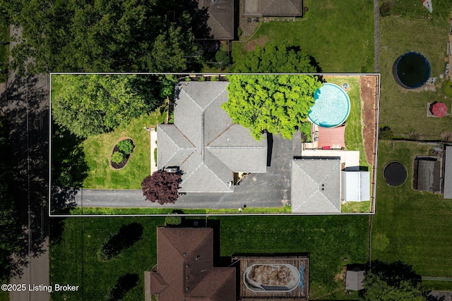 8703 Waltlee Rd, Louisville, KY 40291 - aerial view of property and surrounding area with property parcel outlined and a pool area