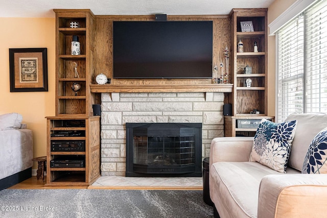 8703 Waltlee Rd, Louisville, KY 40291 - living room with a fireplace and built in shelves