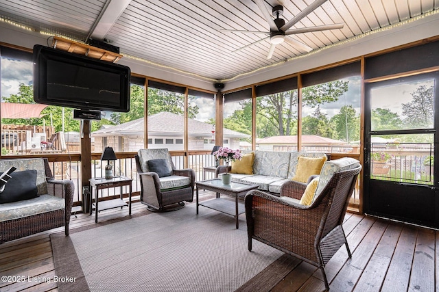 8703 Waltlee Rd, Louisville, KY 40291 - sunroom featuring an outdoor hangout area and ceiling fan