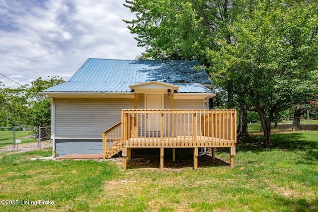 view of yard with a deck