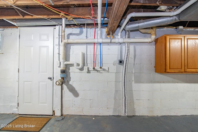 view of unfinished basement
