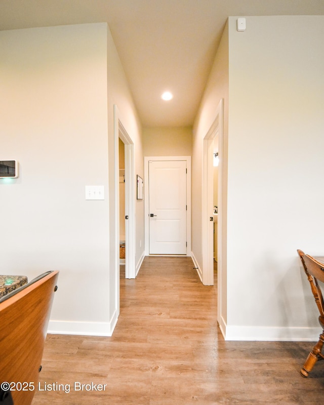 9206 Fox Chase Rd, Louisville, KY 40228 - hallway featuring baseboards, light wood-style flooring, and recessed lighting