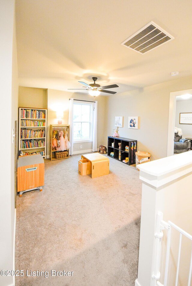 9206 Fox Chase Rd, Louisville, KY 40228 - living area featuring carpet floors and ceiling fan