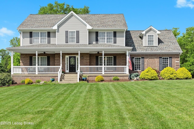 4026 Old Farm Dr, Crestwood, KY 40014 - view of front of property with covered porch, a front yard, and roof with shingles