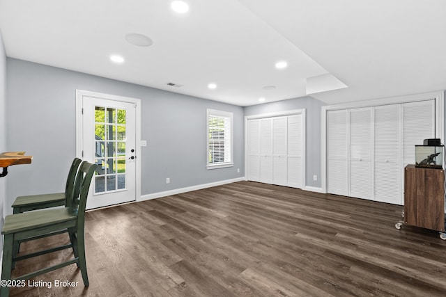 4026 Old Farm Dr, Crestwood, KY 40014 - unfurnished office featuring dark wood-style floors, baseboards, and recessed lighting