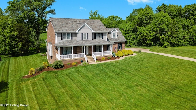 4026 Old Farm Dr, Crestwood, KY 40014 - colonial home with covered porch, brick siding, and a front yard