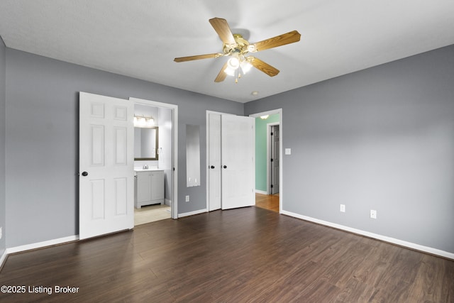 267 Stellar Dr, Shepherdsville, KY 40165 - unfurnished bedroom featuring baseboards, wood finished floors, and ensuite bathroom