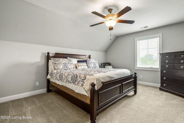 13412 Hampton Cir, Goshen, KY 40026 - carpeted bedroom with baseboards, lofted ceiling, and ceiling fan