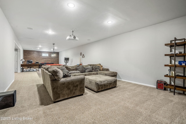 13412 Hampton Cir, Goshen, KY 40026 - carpeted living area featuring recessed lighting, pool table, and baseboards