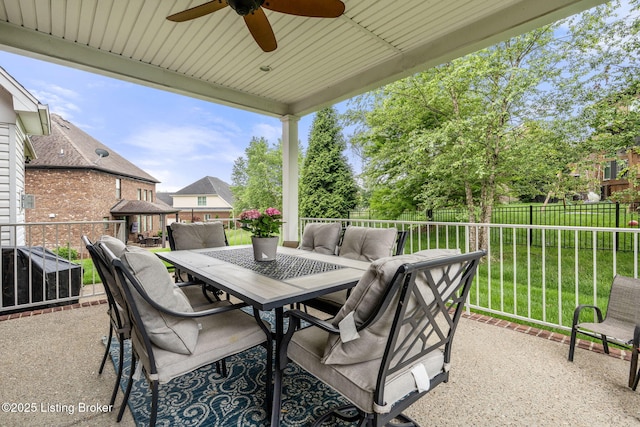 13412 Hampton Cir, Goshen, KY 40026 - view of patio featuring ceiling fan and outdoor dining area