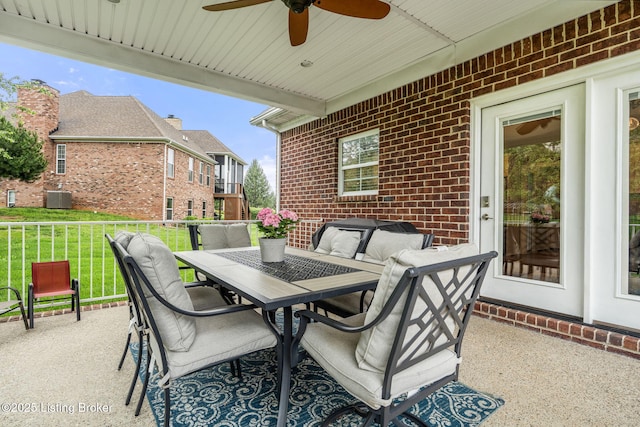 13412 Hampton Cir, Goshen, KY 40026 - view of patio / terrace featuring a ceiling fan, outdoor dining space, and cooling unit