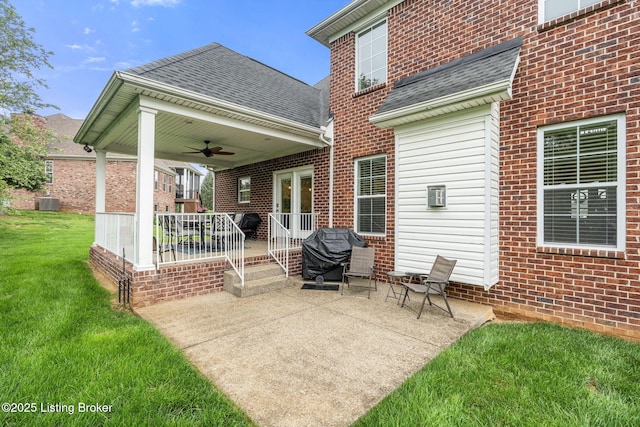 13412 Hampton Cir, Goshen, KY 40026 - view of patio with ceiling fan, a grill, and central AC unit