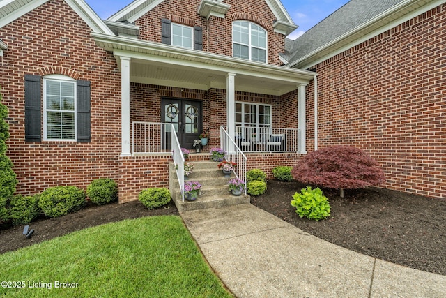 13412 Hampton Cir, Goshen, KY 40026 - entrance to property featuring brick siding and a porch