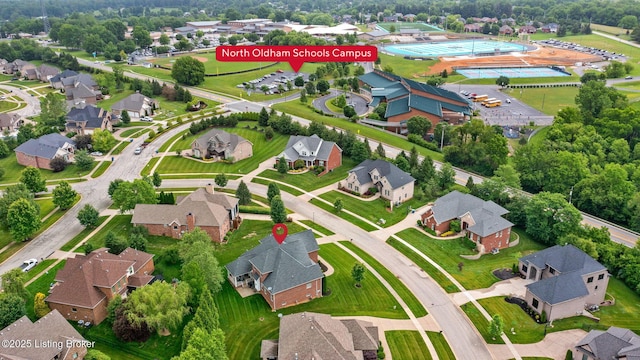 13412 Hampton Cir, Goshen, KY 40026 - aerial overview of property's location with nearby suburban area