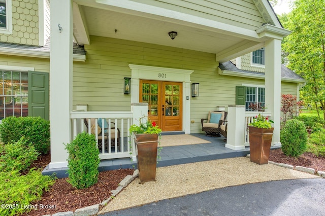 801 Shady Ln, Anchorage, KY 40223 - doorway to property featuring covered porch and french doors