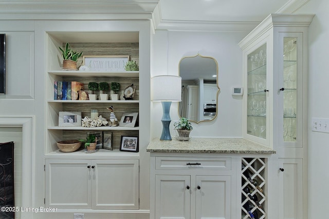 801 Shady Ln, Anchorage, KY 40223 - bar area featuring ornamental molding and stainless steel oven