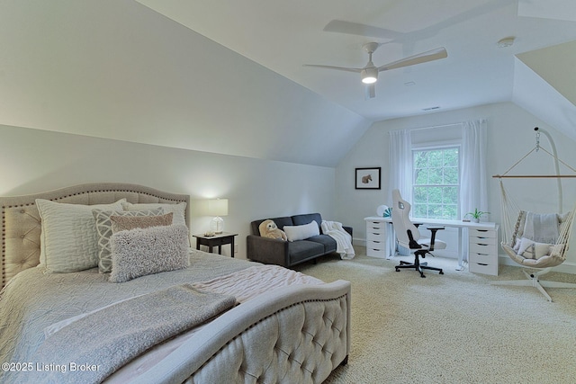 801 Shady Ln, Anchorage, KY 40223 - carpeted bedroom featuring vaulted ceiling and ceiling fan