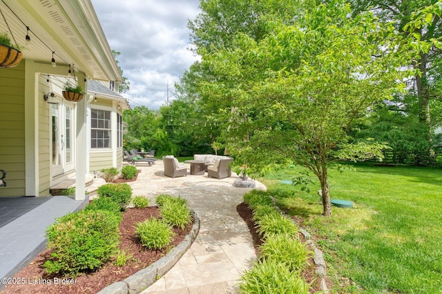 801 Shady Ln, Anchorage, KY 40223 - view of green lawn featuring a patio and outdoor lounge area