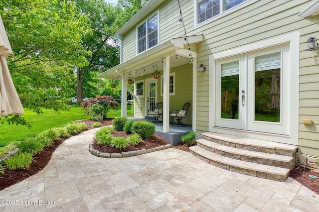 801 Shady Ln, Anchorage, KY 40223 - covered porch with french doors
