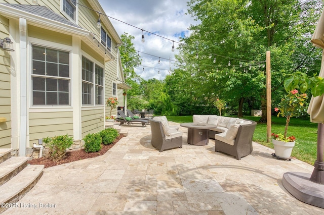 801 Shady Ln, Anchorage, KY 40223 - view of patio featuring an outdoor living space with a fire pit