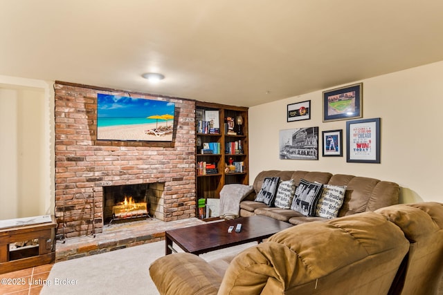 3711 Quail Hollow Ct, Louisville, KY 40241 - tiled living room with a fireplace