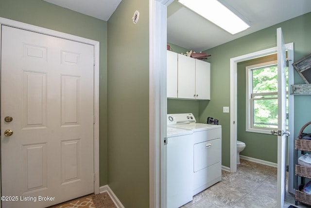79 Ivy Ct, Brandenburg, KY 40108 - laundry area featuring washer / clothes dryer, cabinet space, and baseboards