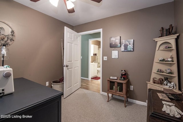 79 Ivy Ct, Brandenburg, KY 40108 - office with a ceiling fan, light carpet, and baseboards