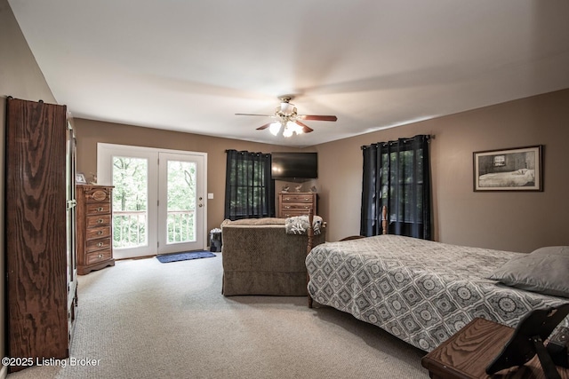 79 Ivy Ct, Brandenburg, KY 40108 - bedroom with access to outside, carpet floors, and a ceiling fan