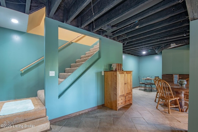 79 Ivy Ct, Brandenburg, KY 40108 - staircase featuring a bar and baseboards