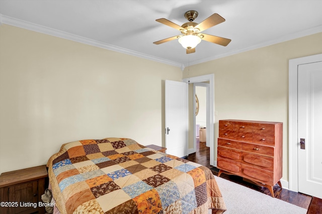 1433 Indiana Ave, Louisville, KY 40213 - bedroom with ornamental molding, wood finished floors, and ceiling fan