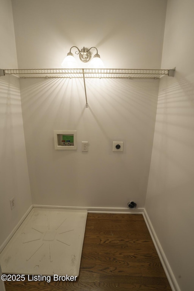 895 Woodlawn Rd Unit 2, Bardstown, KY 40004 - washroom featuring electric dryer hookup, washer hookup, baseboards, and wood finished floors