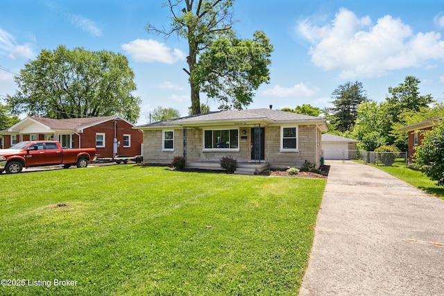 2410 Waco Ct, Louisville, KY 40216 - view of front facade with stone siding, a garage, and an outbuilding