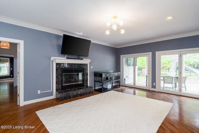 11308 Bodley Dr, Louisville, KY 40223 - bedroom featuring access to exterior, multiple windows, a chandelier, and crown molding