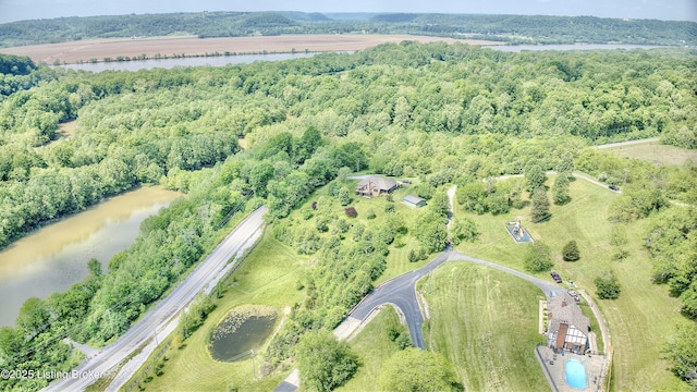 aerial overview of property's location with a nearby body of water