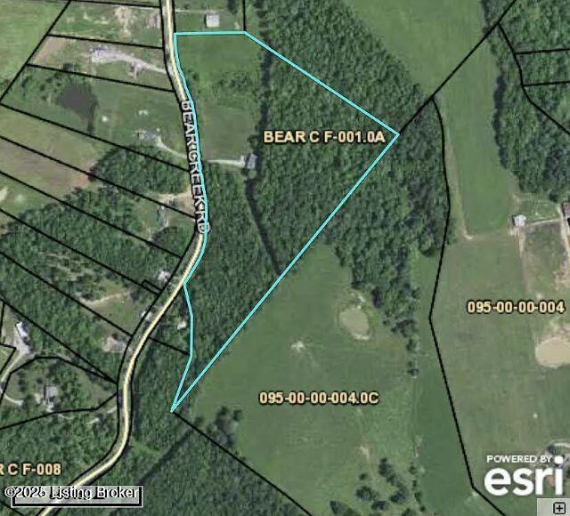 744 Bear Creek Rd, Leitchfield, KY 42754 - aerial view of property's location with property boundaries highlighted