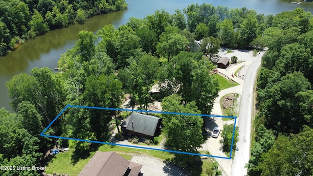 403 Timberlake Ln, Mcdaniels, KY 40152 - aerial view of property's location featuring a nearby body of water and property parcel outlined