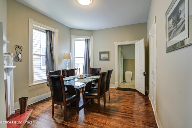 2935 S 3rd St, Louisville, KY 40208 - dining space featuring dark wood-style floors, plenty of natural light, and baseboards