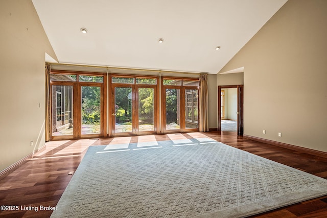 2913 Harrods Crossing Blvd, Crestwood, KY 40014 - entryway with high vaulted ceiling, baseboards, wood finished floors, and recessed lighting