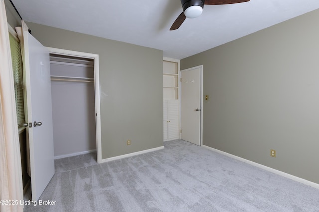 3553 Terrier Ln, Louisville, KY 40218 - unfurnished bedroom with carpet floors, baseboards, a ceiling fan, and a closet