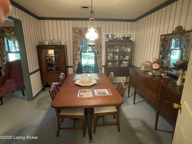 105 Hurstland Ct, Bardstown, KY 40004 - carpeted dining space featuring crown molding
