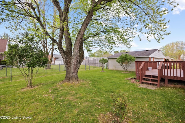 view of yard with a deck
