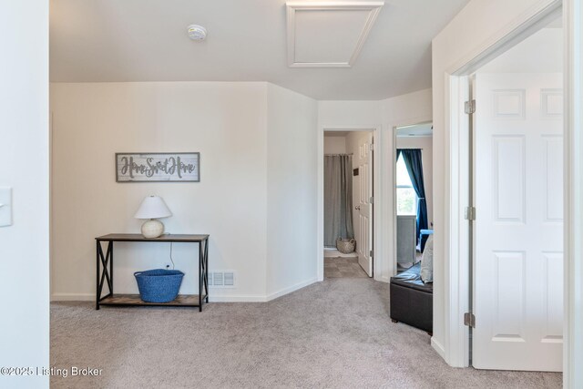 2000 Meadows Edge Ln, Louisville, KY 40245 - hallway featuring carpet, attic access, and baseboards