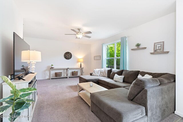 2000 Meadows Edge Ln, Louisville, KY 40245 - living area featuring light carpet and a ceiling fan