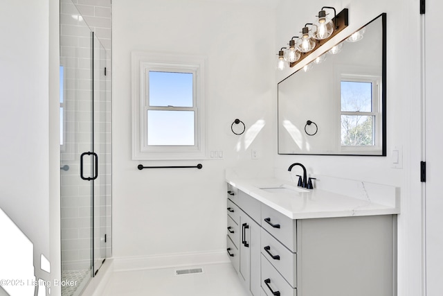 449 S Stallard Dr, Shelbyville, KY 40065 - full bath with vanity, healthy amount of natural light, and a tile shower