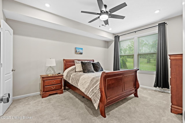 124 Exploration Path, Shelbyville, KY 40065 - bedroom with light colored carpet, baseboards, recessed lighting, and ceiling fan