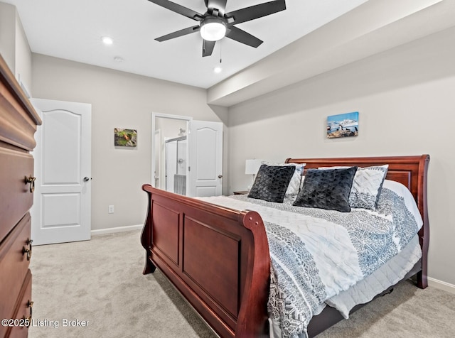 124 Exploration Path, Shelbyville, KY 40065 - bedroom with light colored carpet, baseboards, recessed lighting, and ceiling fan