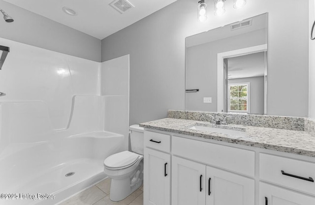 114 N Elm Grove Ave, Bardstown, KY 40004 - bathroom with toilet, a shower, vanity, and tile patterned floors